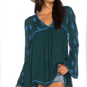 Free People diamond embroidered bell-sleeve tunic
